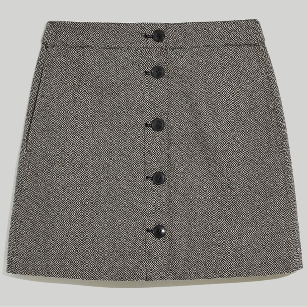 Madewell Button-Front Mini Skirt in Yarn-Dyed Geo, NWT! - Picture 5 of 15